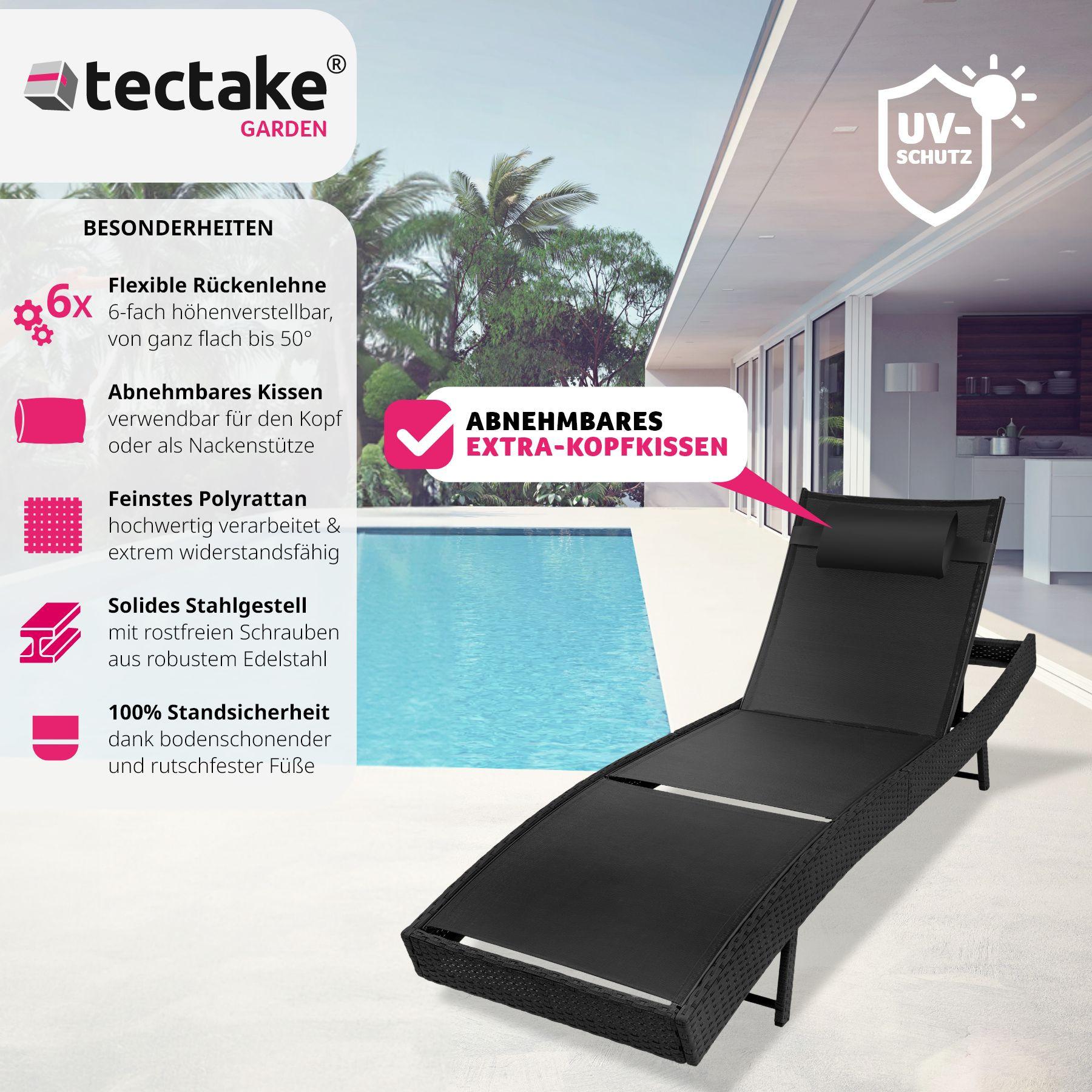 Tectake Chaise longue en rotin Moana  