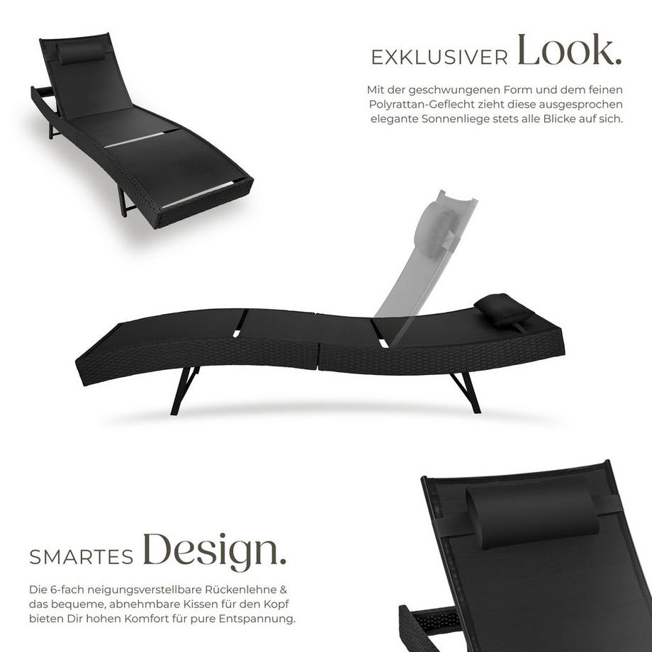 Tectake Rattan Sonnenliege Moana widerstandsfähig und UV-beständig luftdurchlässig  