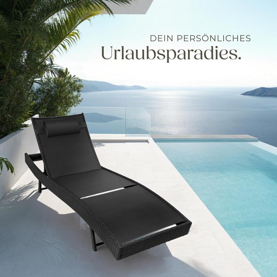 Tectake Rattan Sonnenliege Moana widerstandsfähig und UV-beständig luftdurchlässig  