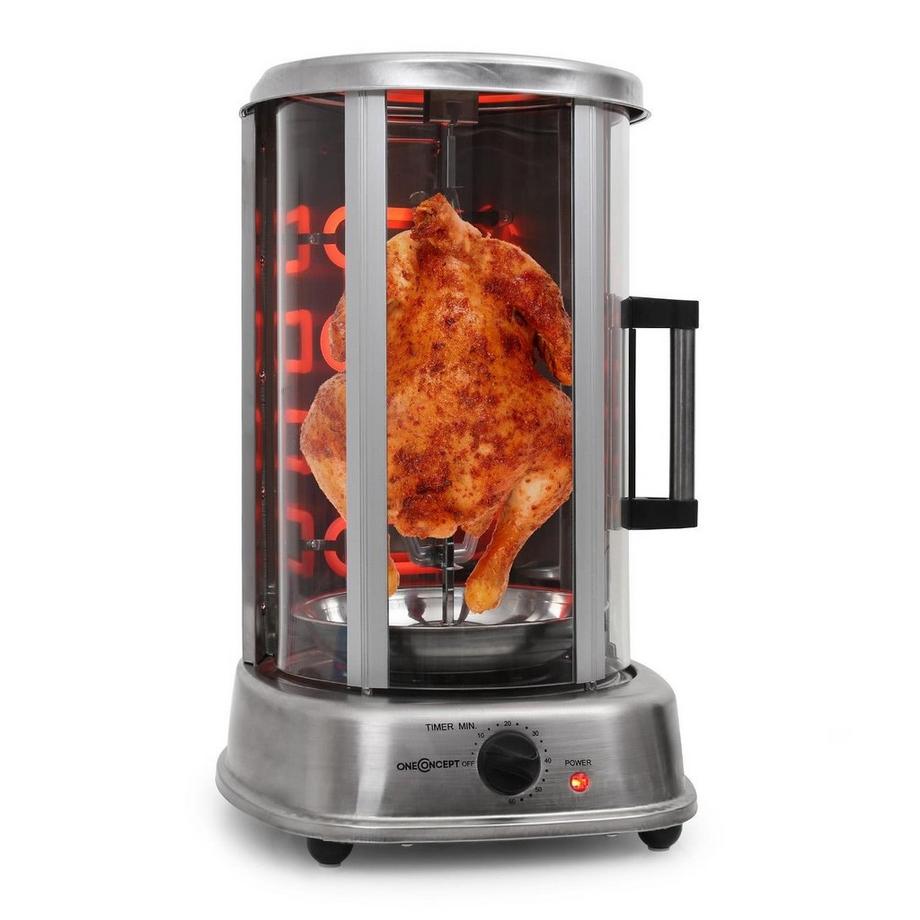 OneConcept  Kebap-Master Pro - Vertikal Grill, Edelstahl, inkl. Spiess Set 