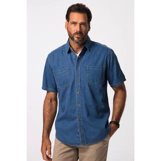 JP1880  Camicia di denim dalla vestibilità moderna con mezze maniche e colletto ad apertura inglese blue denim 