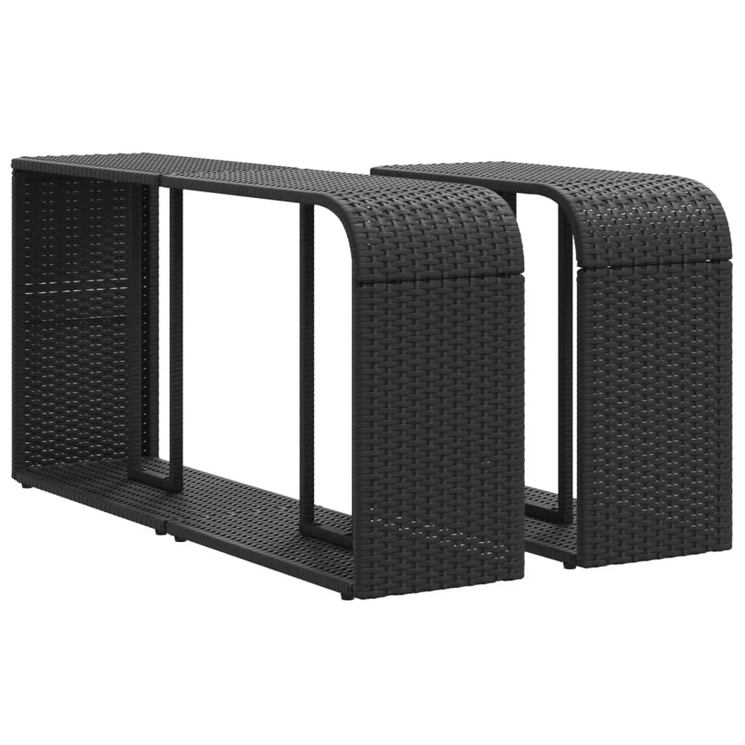 Tagères de rangement 2 pcs noir résine tressée