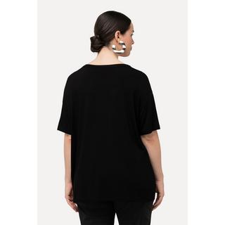 Ulla Popken  T-shirt con occhielli, laccetto, scollo a girocollo e mezze maniche 