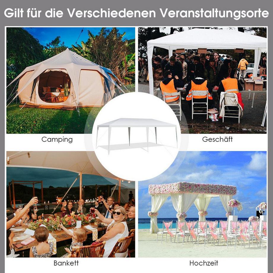 Northix  3 m x 6 m Partyzelt Wasserdichtes Strandzelt mit Seilen Weiß 