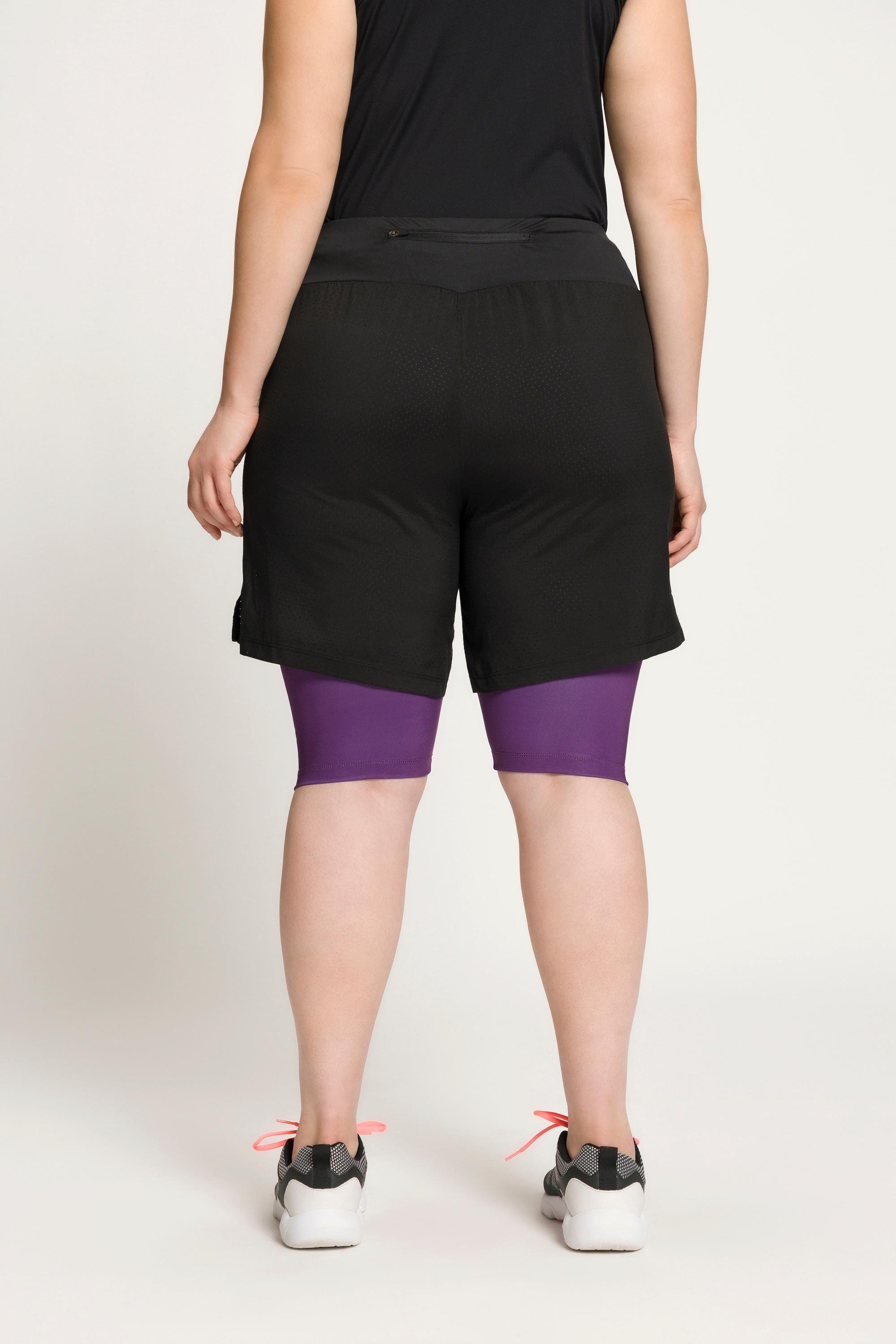 Ulla Popken  Short 2-en-1, legging intérieur, poche zippée 