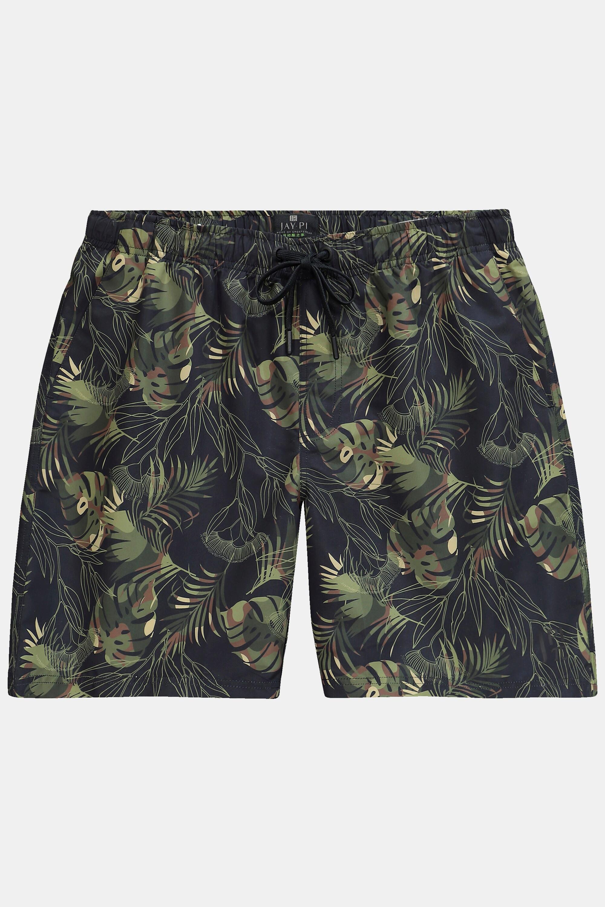 JP1880  Shorts da mare con cintura elastica e stampa floreale camouflage 