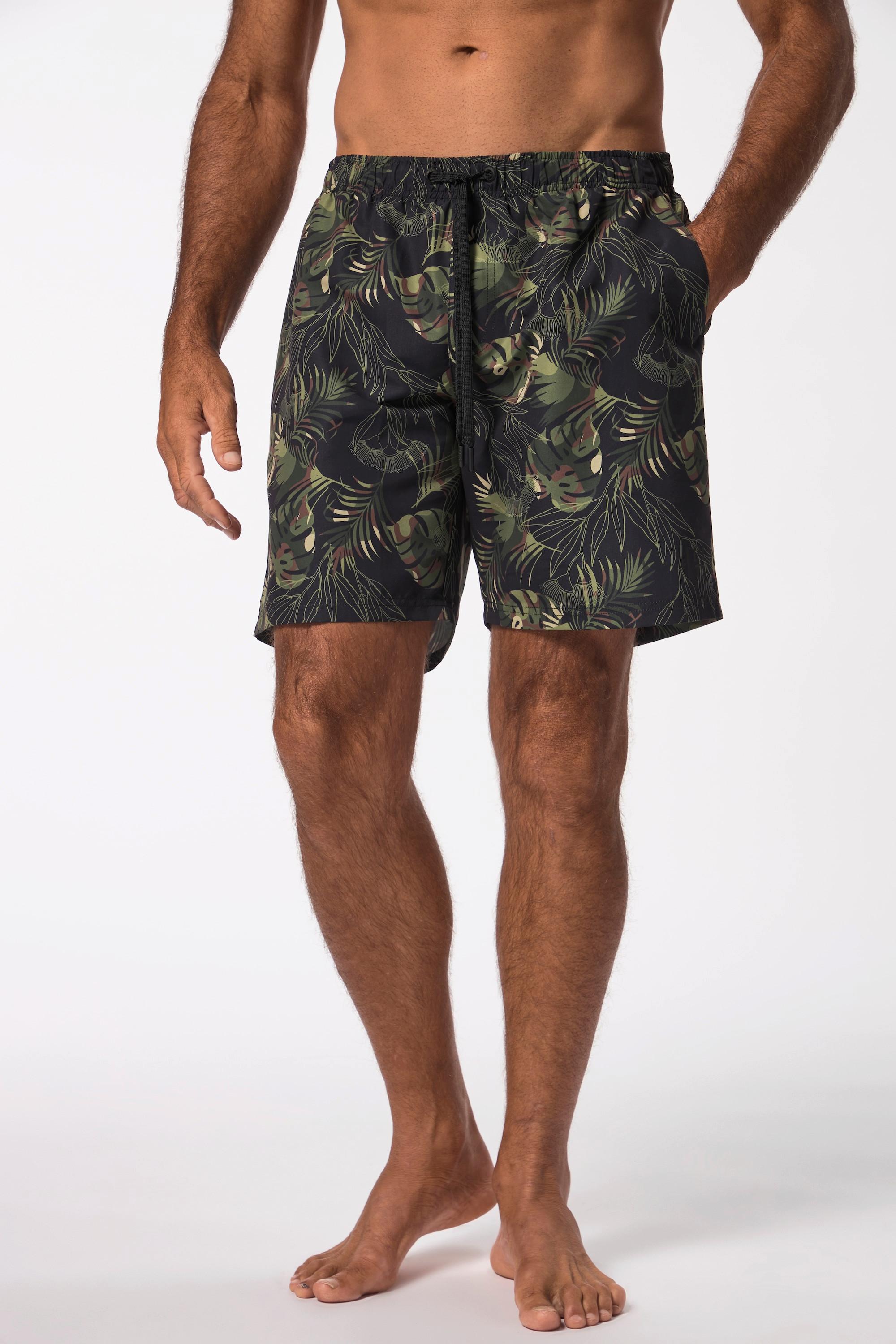 JP1880  Shorts da mare con cintura elastica e stampa floreale camouflage 