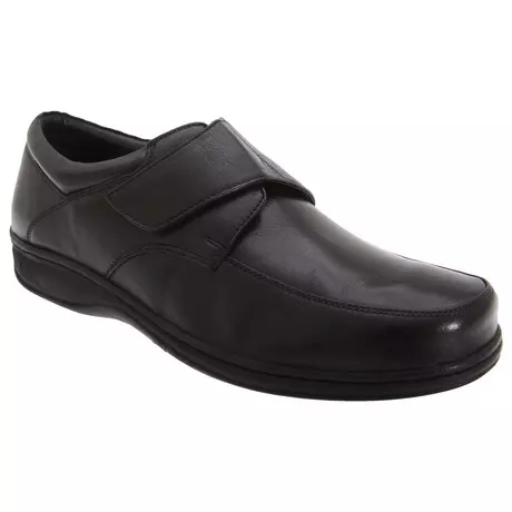 Roamers Superlight Lederschuhe Schuhe mit Klettverschluss  Schwarz