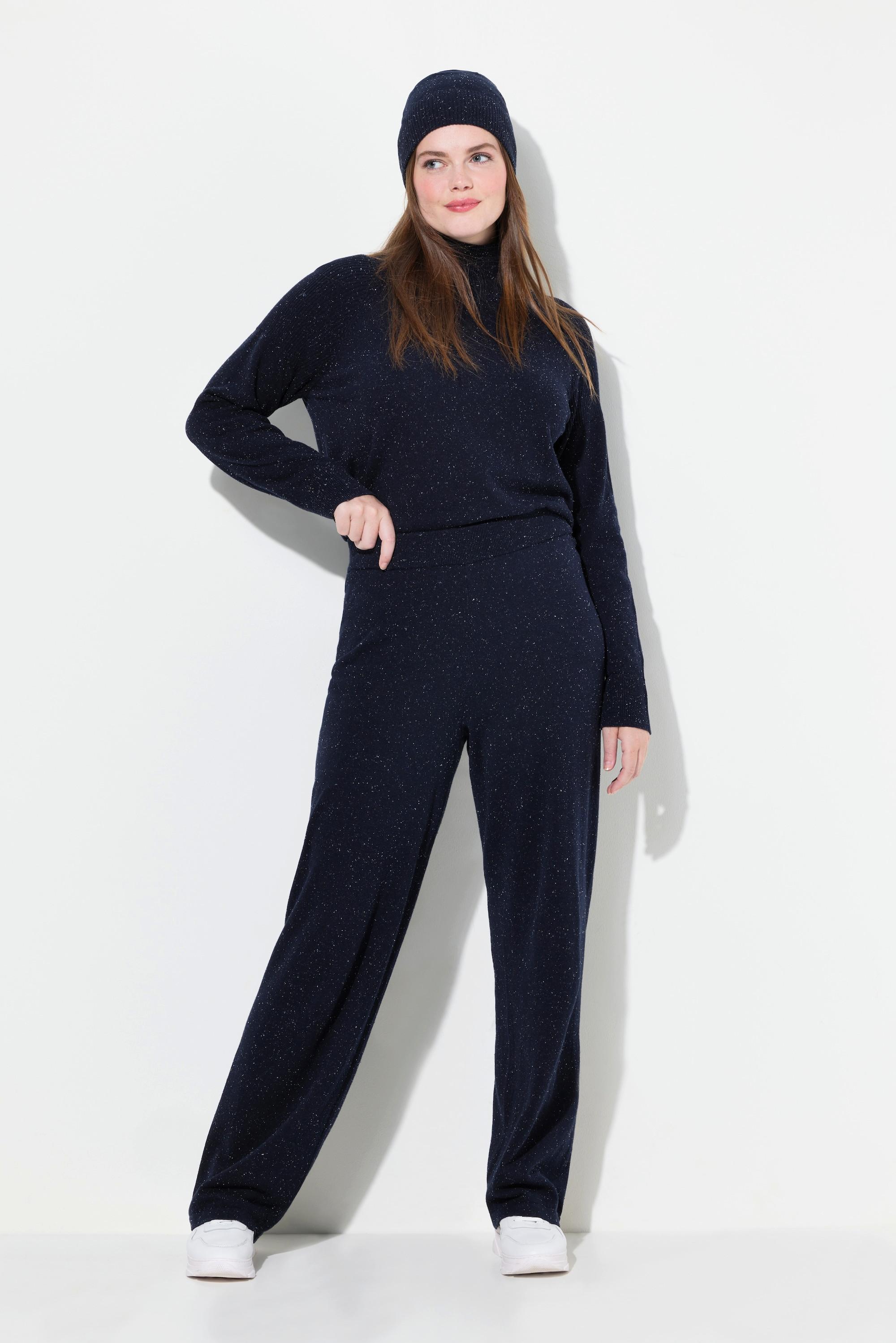 Ulla Popken Pantaloni di maglia Rose taglio gamba ampio cintura elastica  