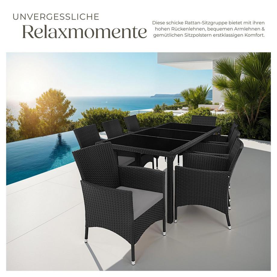 Tectake Rattan Sitzgruppe Almansa für 8 Personen widerstandsfähig  
