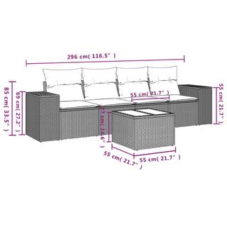 VidaXL set divano da giardino Polirattan  