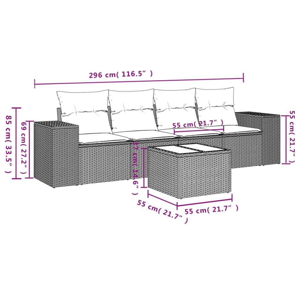 VidaXL set divano da giardino Polirattan  