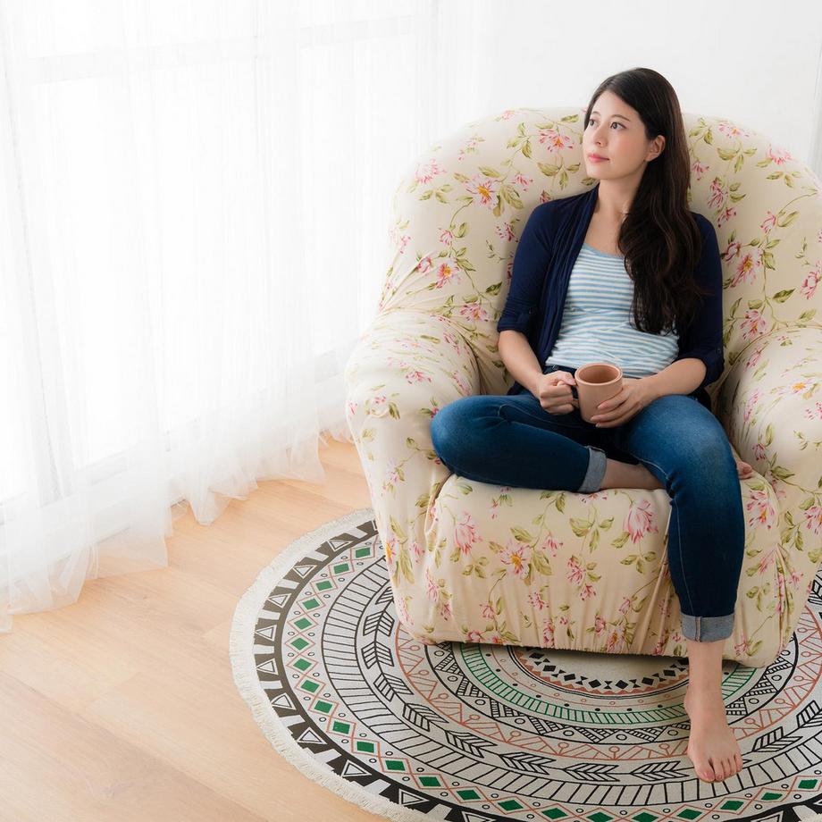 Northix Runder Teppich mit Mandala-Design  