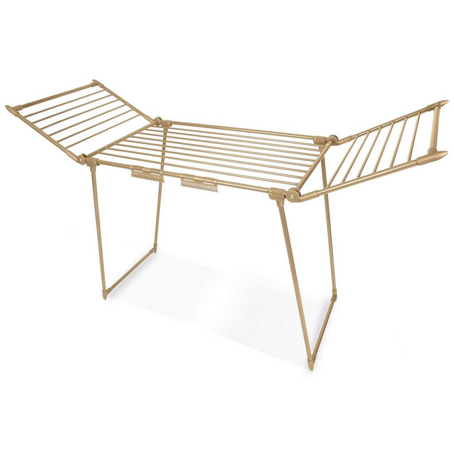 B2X  Zusammenklappbarer Boden-Wäscheständer Debora in Gold, 19 Meter 