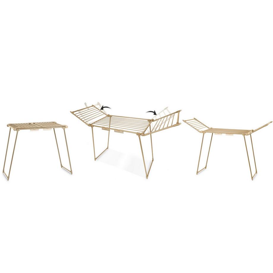 B2X  Zusammenklappbarer Boden-Wäscheständer Debora in Gold, 19 Meter 