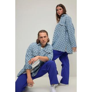 Studio Untold  Camicia di jeans unisex dal taglio oversize con design a scacchi e maniche lunghe 