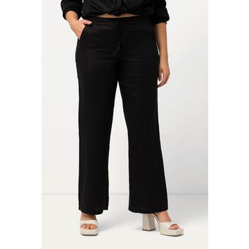 Pantalon en lin Mary à taille élastique, jambe droite et large