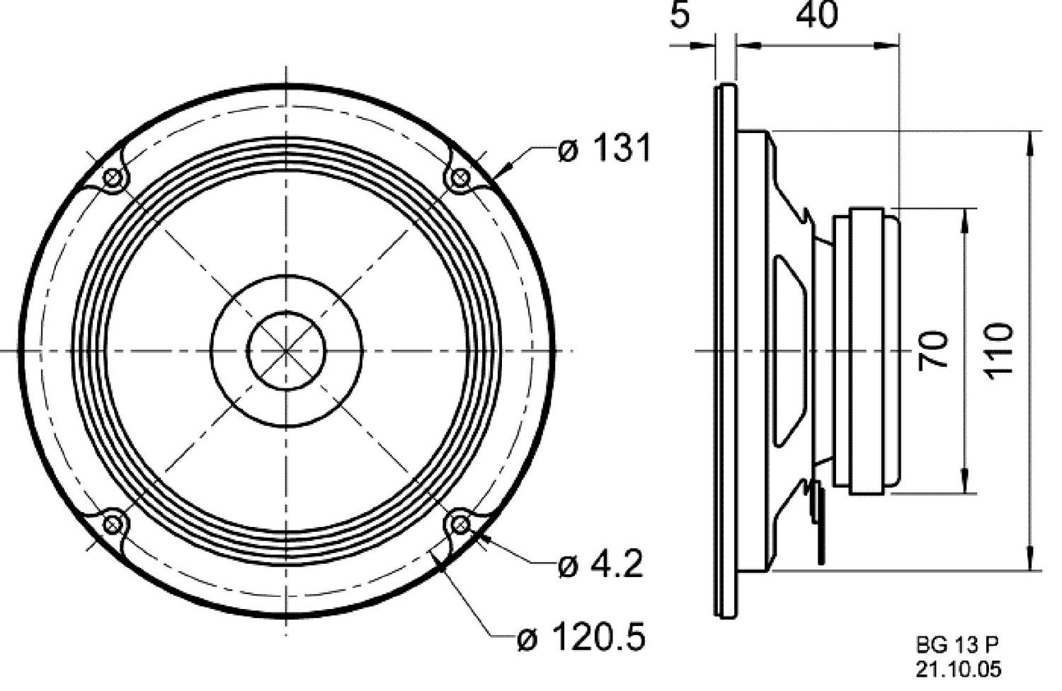 Nedis  BG 13 P - 8 ohms - 13 cm (5 ") Conférenciers de registre complet 