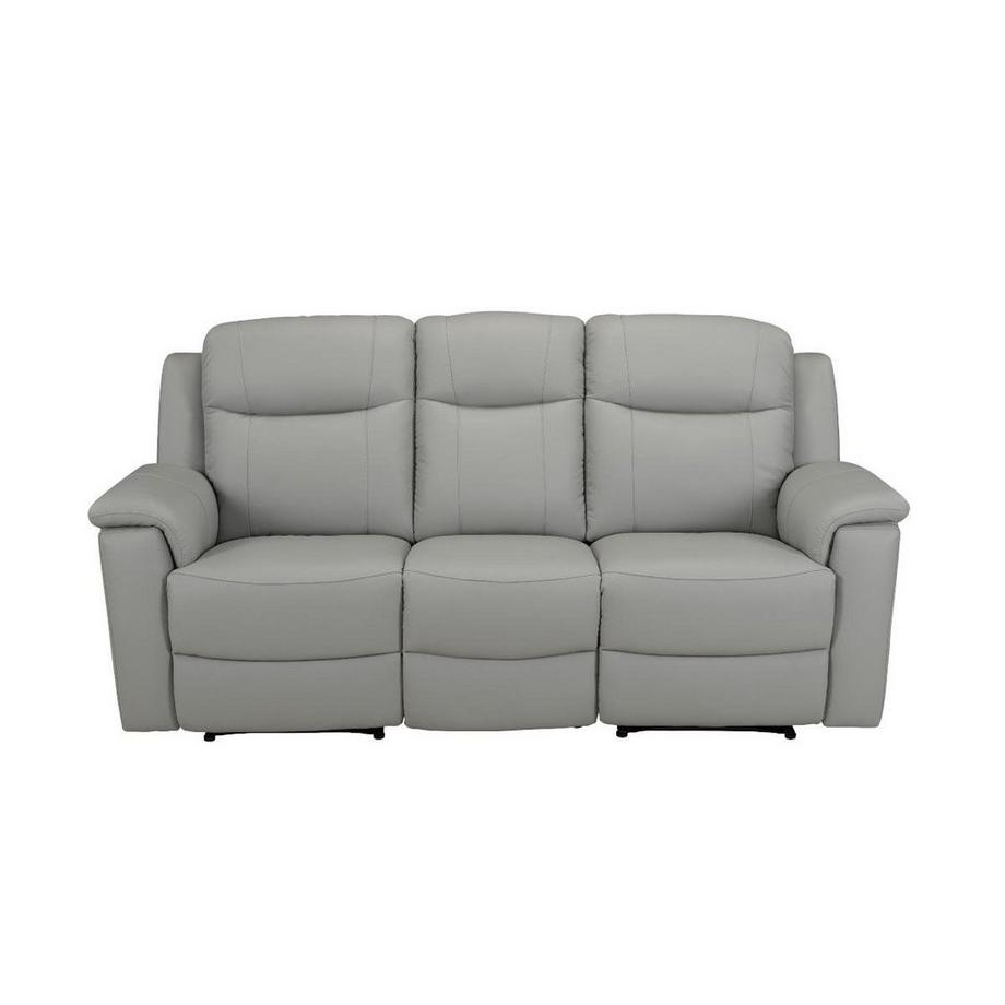 Vente-unique Divano 3+2 posti relax con ripiano bar in cuoio Grigio EVASION  