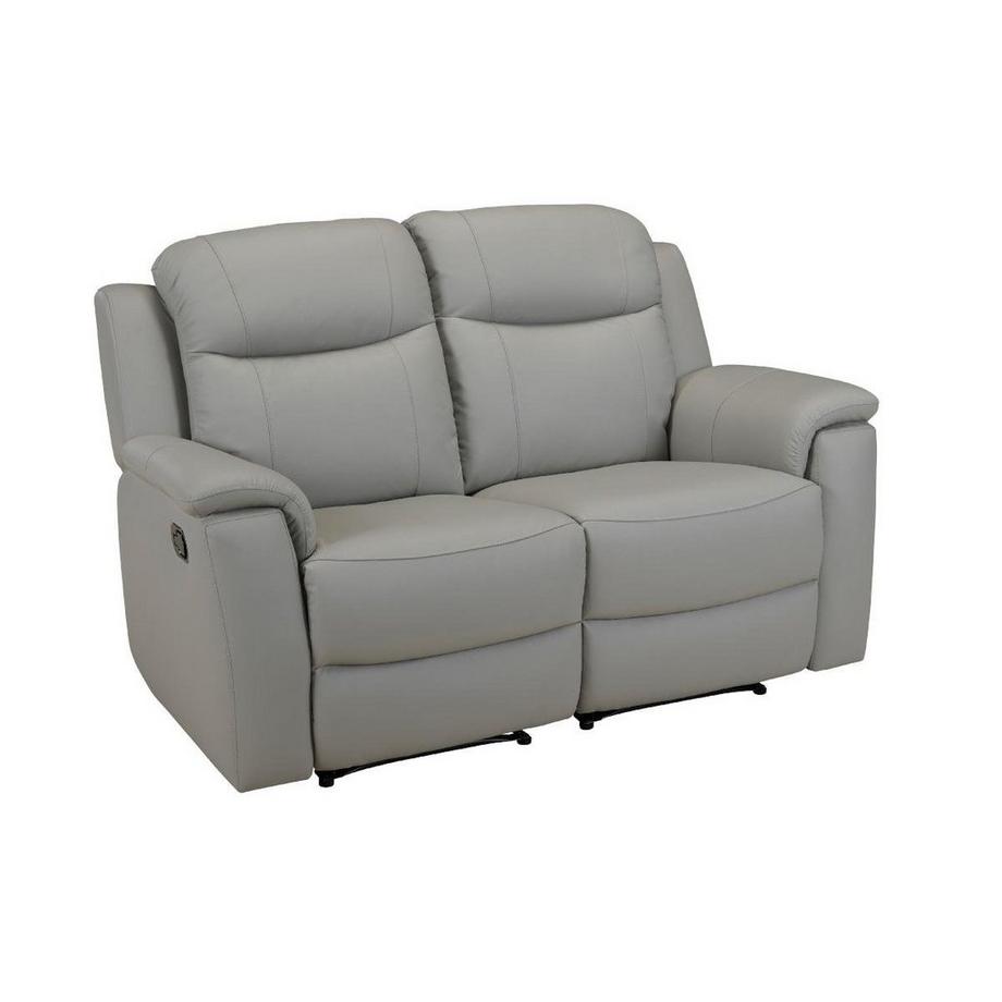 Vente-unique Divano 3+2 posti relax con ripiano bar in cuoio Grigio EVASION  