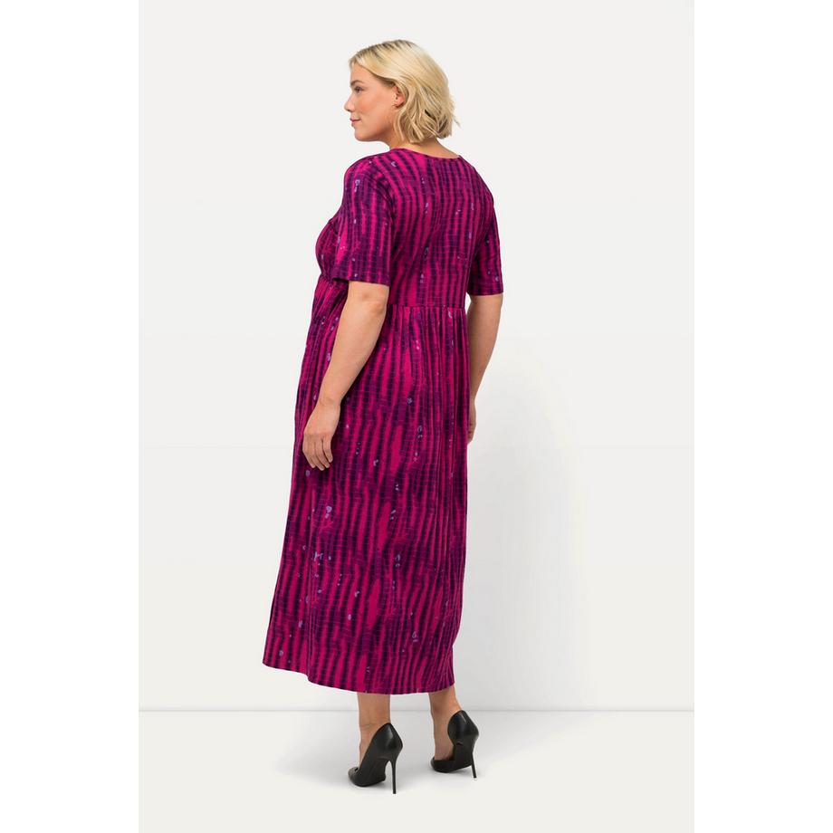 Ulla Popken Abito Jersey Stile Batik Linea A Scollo V Mezza Manica  