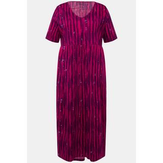 Ulla Popken Jerseykleid Batik A-Linie V-Ausschnitt Halbarm  