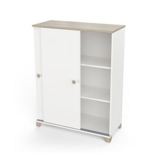 Calicosy Petit buffet 2 portes coulissantes décor chêne kronberg et blanc - L79,9 cm  