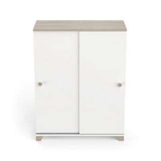 Calicosy Petit buffet 2 portes coulissantes décor chêne kronberg et blanc - L79,9 cm  