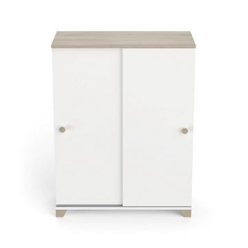 Petit buffet 2 portes coulissantes décor chêne kronberg et blanc - L79,9 cm