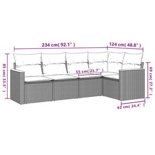 VidaXL Ensemble de canapés de jardin rotin synthétique  