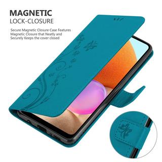 Cadorabo  Housse compatible avec Samsung Galaxy A32 4G - Coque de protection au design floral avec fermeture magnétique, fonction de support et emplacements pour cartes 