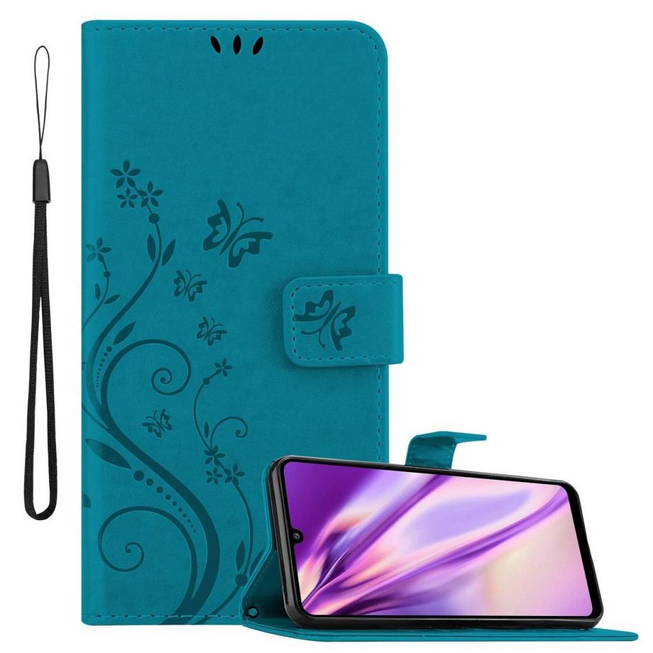 Housse compatible avec Samsung Galaxy A32 4G - Coque de protection au design floral avec fermeture magnétique, fonction de support et emplacements pour cartes