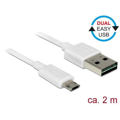 DeLock  84808 USB Kabel 2 m USB 2.0 USB A Micro-USB B Weiß 