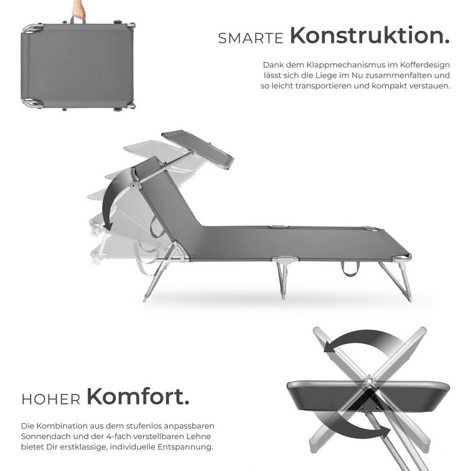 Tectake Lot de 2 transats de jardin en acier  pliables  