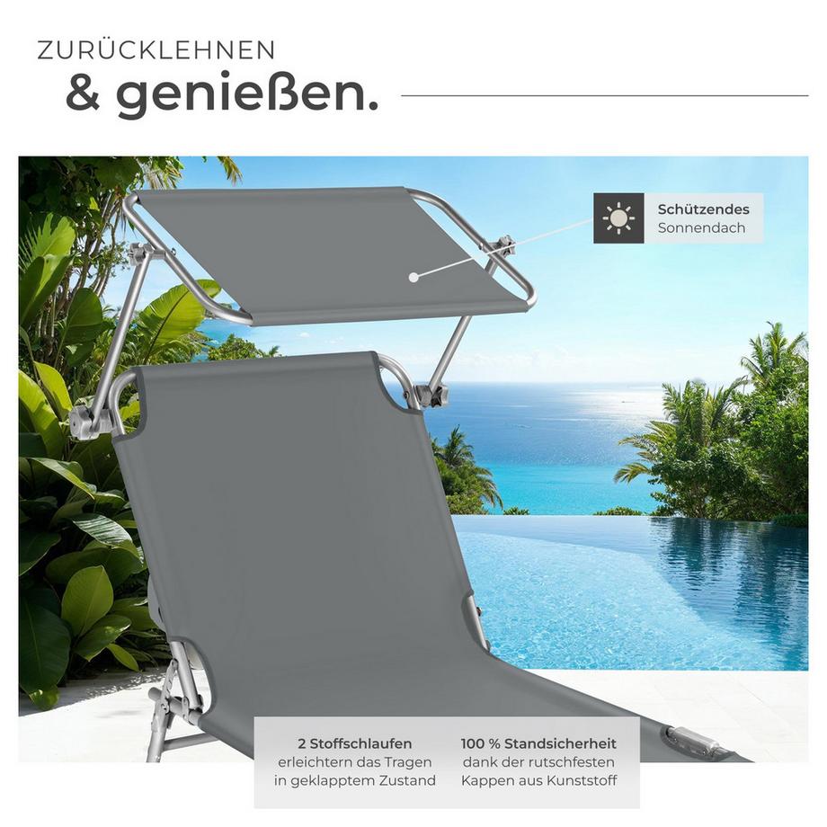 Tectake Lot de 2 transats de jardin en acier  pliables  