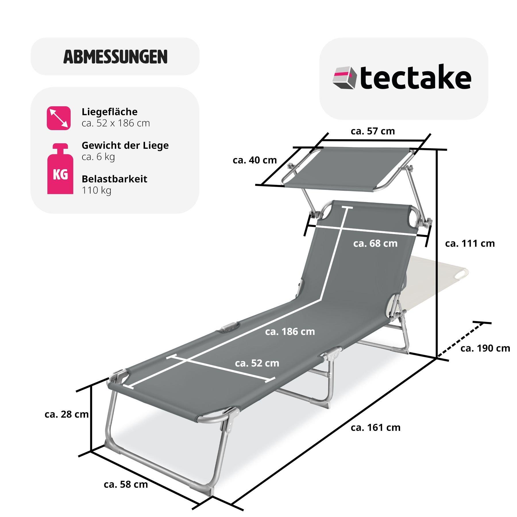 Tectake 2 lettini prendisole, regolabili in 4 posizioni  