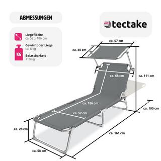 Tectake 2 lettini prendisole, regolabili in 4 posizioni  