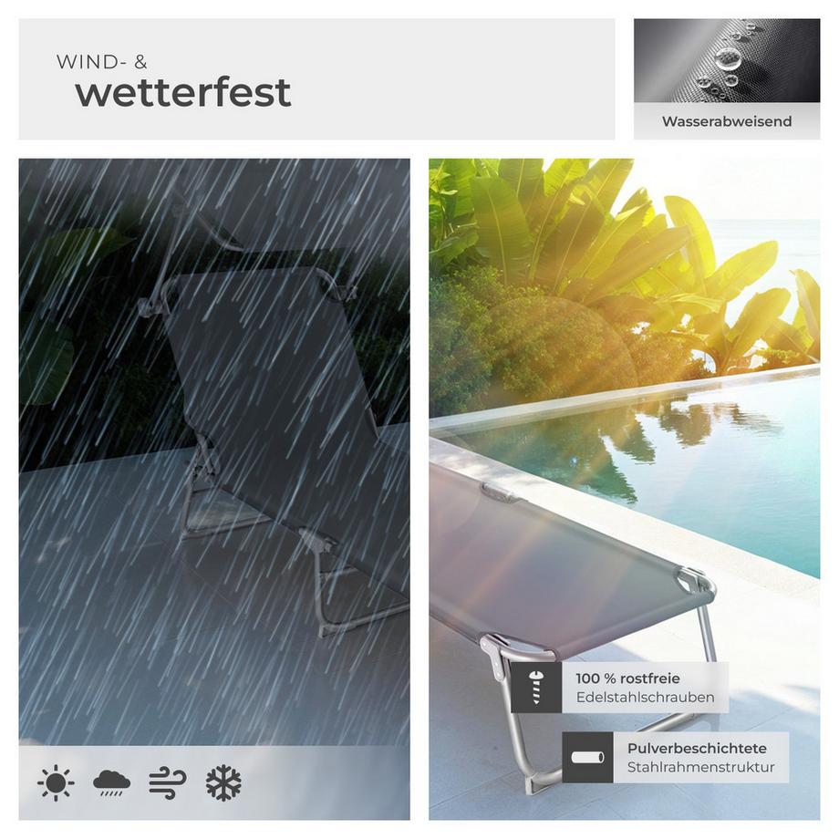Tectake 2er Set Gartenliege  klappbar stufenlos verstellbares Sonnendach  
