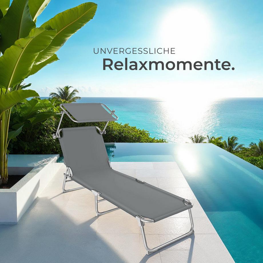 Tectake 2er Set Gartenliege  klappbar stufenlos verstellbares Sonnendach  