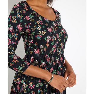 Joe Browns Robe longue froissée en coton à fleurs d’automne et bordure  