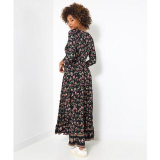 Joe Browns Robe longue froissée en coton à fleurs d’automne et bordure  