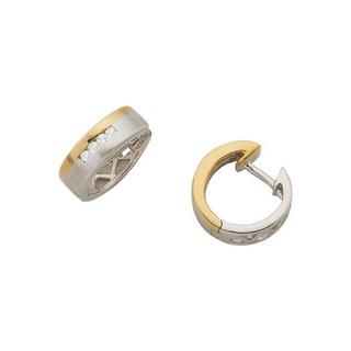 MUAU Schmuck  Créoles bicolores or jaune/blanc 750 diamant 0.1.00ct. 13mm 