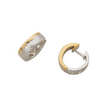 Creolen Bicolor Gelb-/Weissgold 750 Diamant 0.1.00ct. 13mm