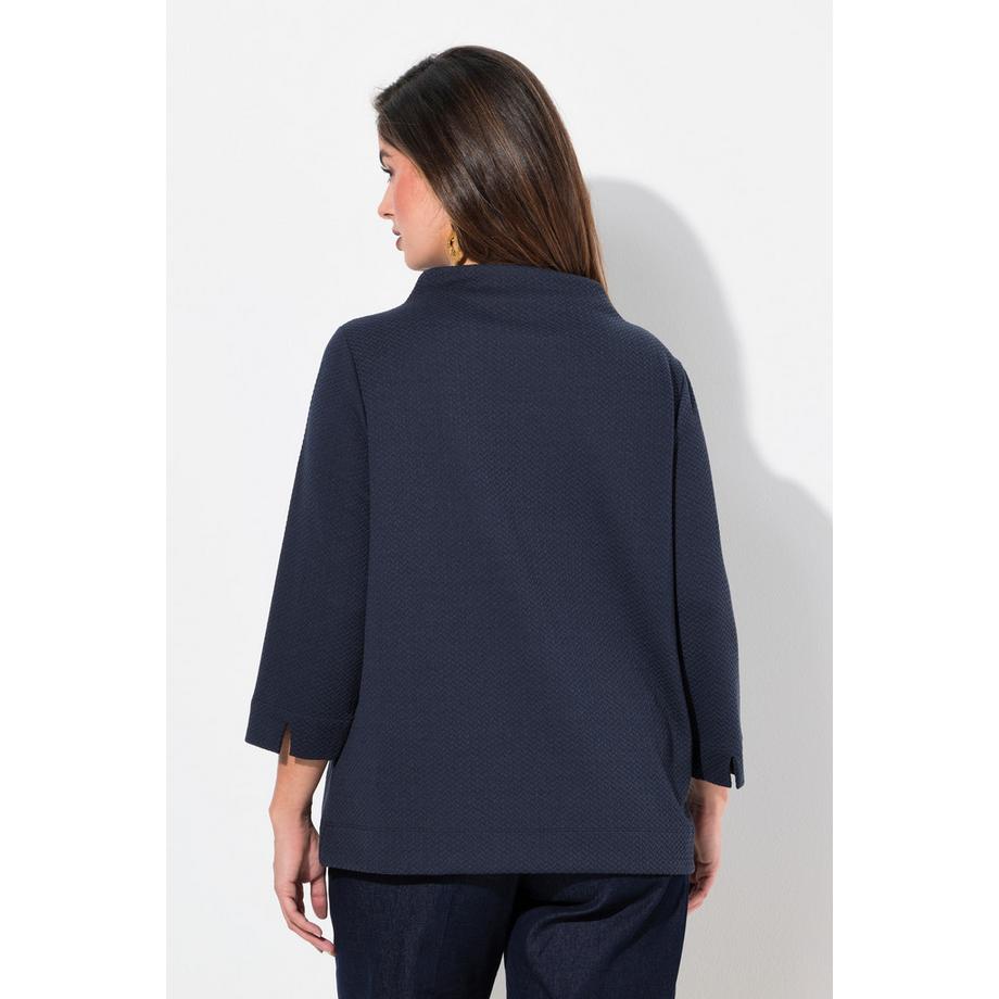 Ulla Popken Struktur Stehkragen 3/4 Arm Sweatshirt  