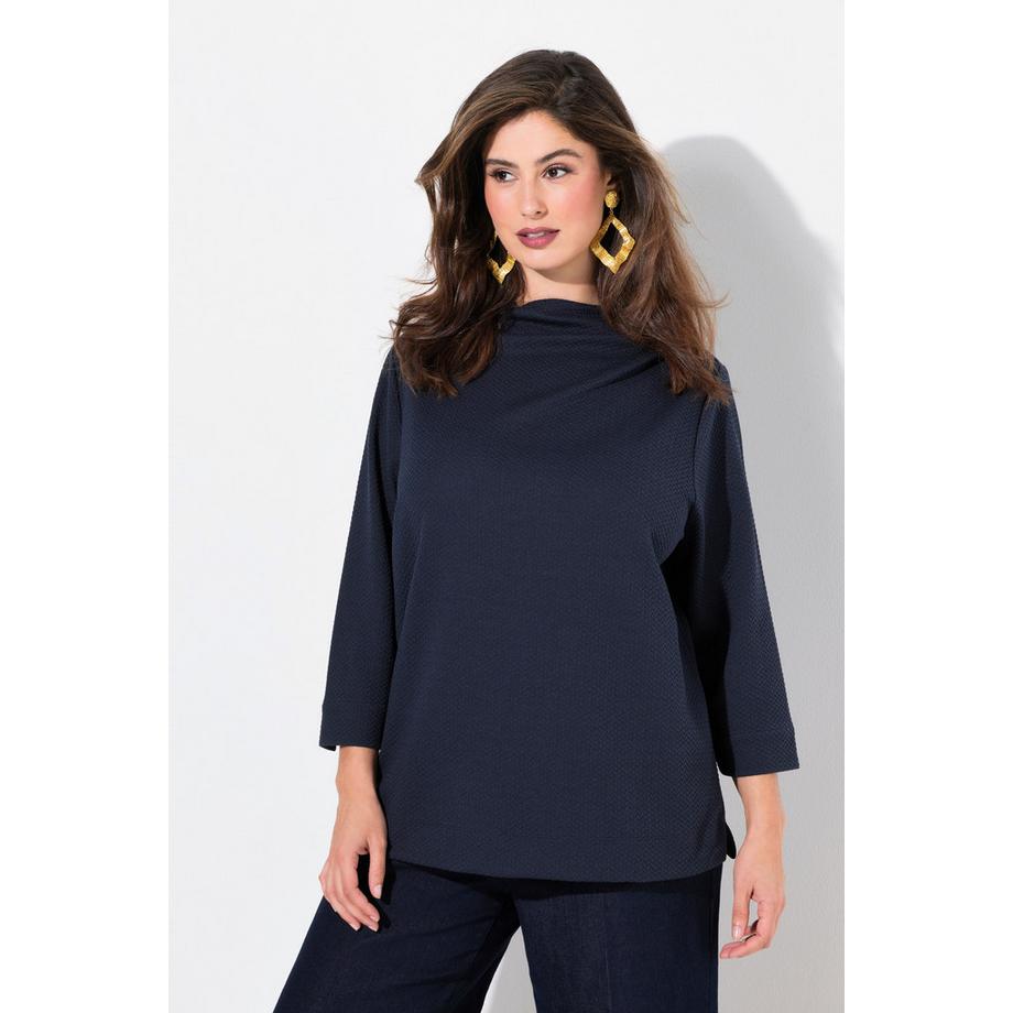 Ulla Popken Struktur Stehkragen 3/4 Arm Sweatshirt  