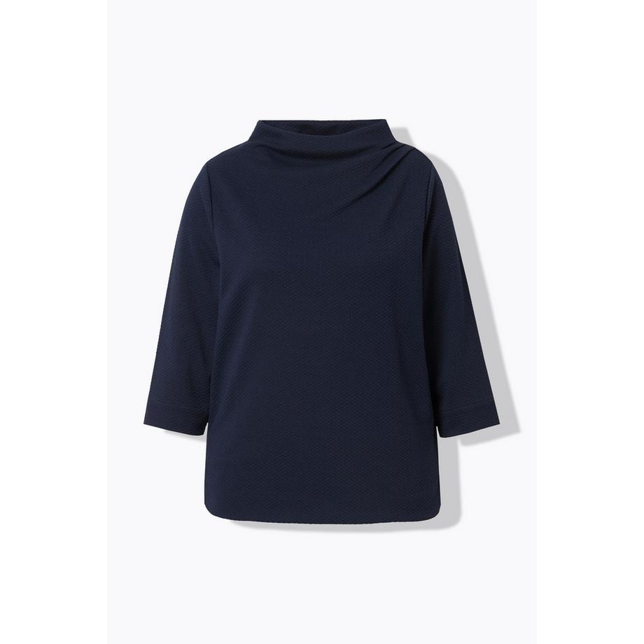 Ulla Popken Struktur Stehkragen 3/4 Arm Sweatshirt  