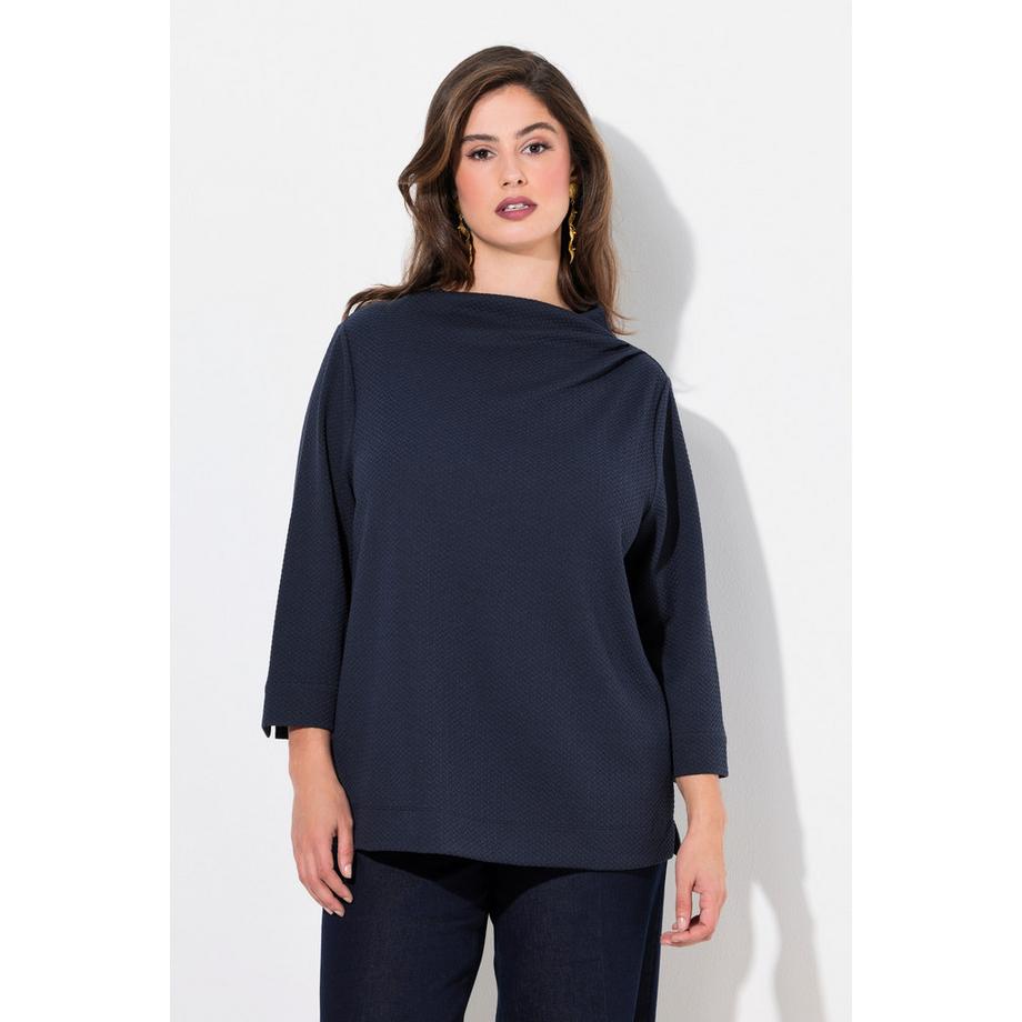 Ulla Popken Struktur Stehkragen 3/4 Arm Sweatshirt  