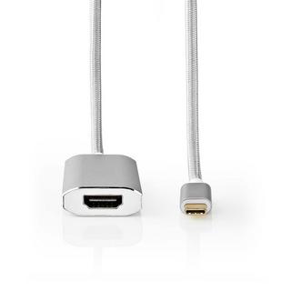 Nedis  Adaptateur USB-C™ | USB 3.2 Gen 1 | USB-C™ mâle | HDMI™ femelle | 4K@60Hz | Alimentation électrique | 2,00 m | Rond | Plaqué or | Tressé / Nylon | Argent | Boîte avec fenêtre couverte 