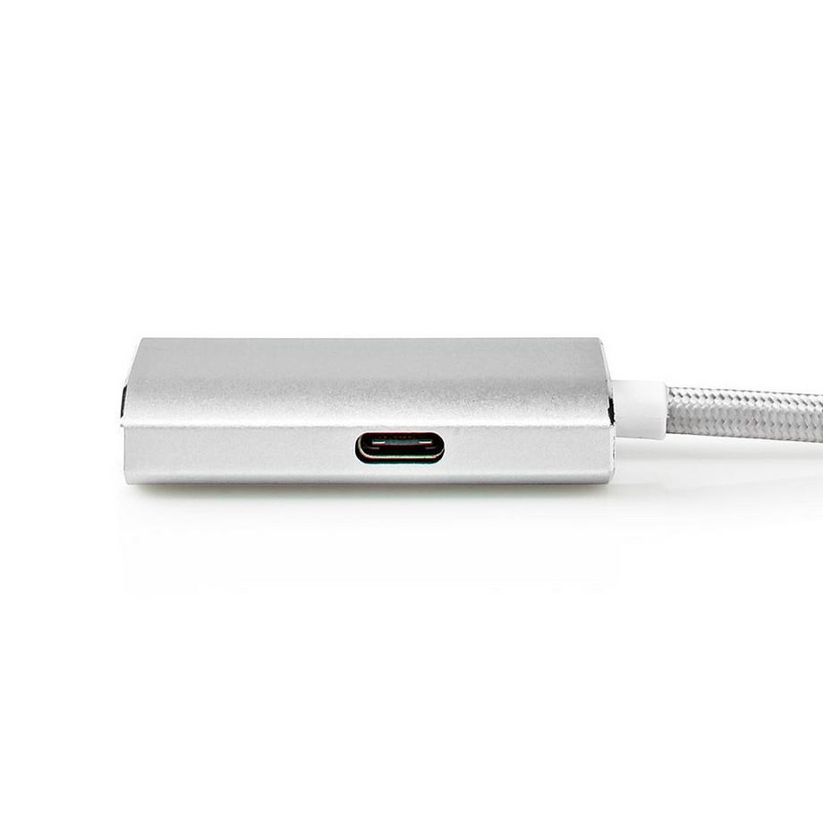 Nedis  USB-C™ Adapter | USB 3.2 Gen 1 | USB-C™ Stecker | HDMI™ Buchse | 4K@60Hz | Stromversorgung | 2,00 m | Rund | Vergoldet | Geflochten / Nylon | Silber | Box mit abgedecktem Fenster 