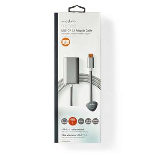 Nedis  Adaptateur USB-C™ | USB 3.2 Gen 1 | USB-C™ mâle | HDMI™ femelle | 4K@60Hz | Alimentation électrique | 2,00 m | Rond | Plaqué or | Tressé / Nylon | Argent | Boîte avec fenêtre couverte 
